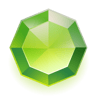 An octagonal, green gemstone