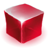 A cubic, red gemstone